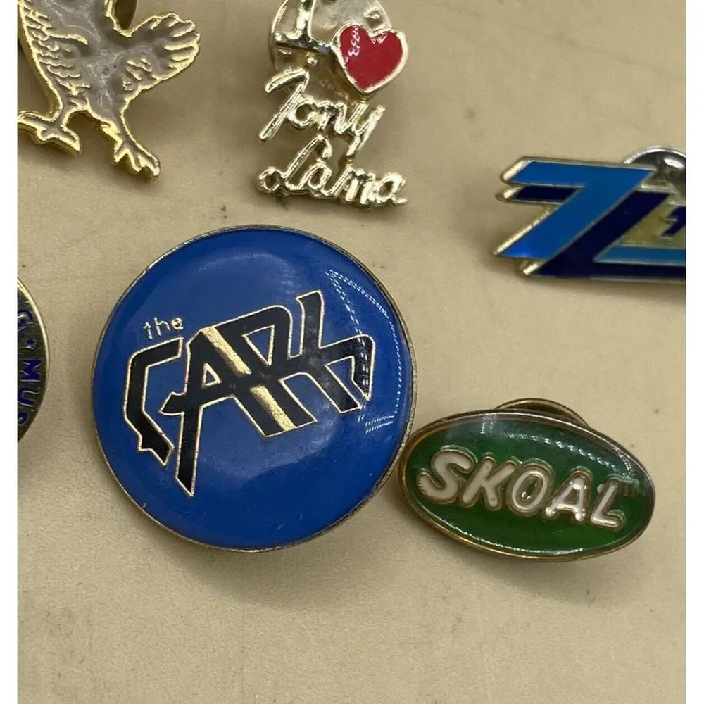 1980s THE CARS ZZ Top Skoal Tony Llama Dog Museum Enamel Pin LOT 6